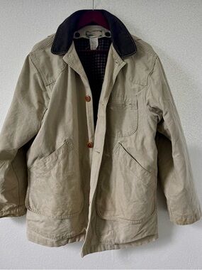 LL Bean Primaloft Barn Jacket Medium Beige Tan Made USA